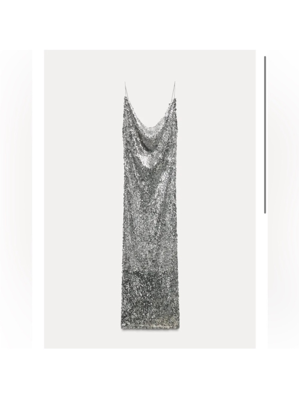 Zara Silver Sequin Cowl Neck Maxi Dress